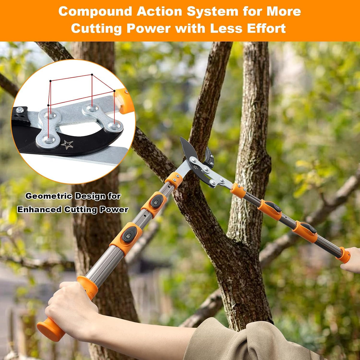 Loppers for tree trimming heavy duty extendable 24.8-43.7 inches,Tree pruning shears Rust Resistant Sharp Steel Blade Tree Limb Trimmer，Shock-Absorbing design, Non-slip Handle，Garden Tools
