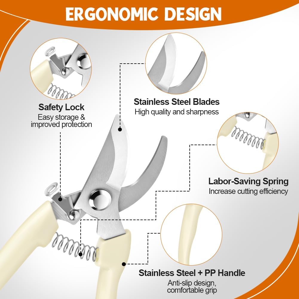 2Pack Pruning Shears, Professional Flower Clippers, Lightweight