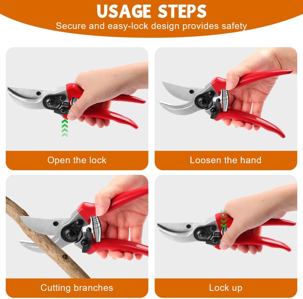 2Pack Pruning Shears, Professional Flower Clippers, Lightweight