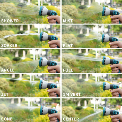 Garden Hose Nozzle, Hose Sprayer Nozzle with 10 Spray Patterns, Thumb Control On Off Valve, High Pressure Metal Water Hose Nozzle for Car Wash, Plants, Pets & Outdoor Cleaning, Blue