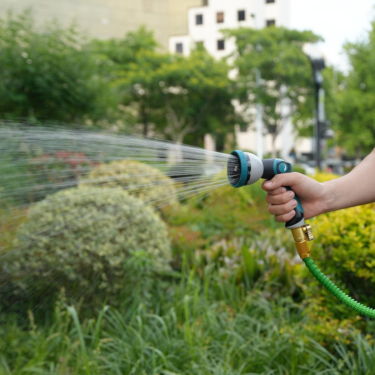 Garden Hose Nozzle, Hose Sprayer Nozzle with 10 Spray Patterns, Thumb Control On Off Valve, High Pressure Metal Water Hose Nozzle for Car Wash, Plants, Pets & Outdoor Cleaning, Blue