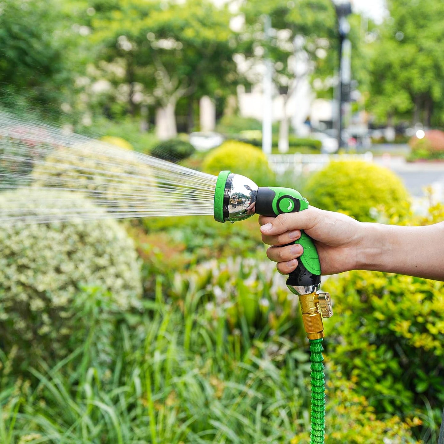 Garden Hose Nozzle, Hose Sprayer Nozzle with 10 Spray Patterns, Thumb Control On Off Valve, High Pressure Metal Water Hose Nozzle for Car Wash, Plants, Pets & Outdoor Cleaning, Blue