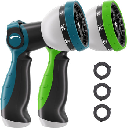 Garden Hose Nozzle, Hose Sprayer Nozzle with 10 Spray Patterns, Thumb Control On Off Valve, High Pressure Metal Water Hose Nozzle for Car Wash, Plants, Pets & Outdoor Cleaning, Blue
