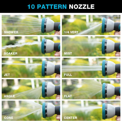 Garden Hose Nozzle, Hose Sprayer Nozzle with 10 Spray Patterns, Thumb Control On Off Valve, High Pressure Metal Water Hose Nozzle for Car Wash, Plants, Pets & Outdoor Cleaning, Blue