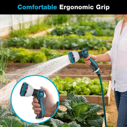 Garden Hose Nozzle, Hose Sprayer Nozzle with 10 Spray Patterns, Thumb Control On Off Valve, High Pressure Metal Water Hose Nozzle for Car Wash, Plants, Pets & Outdoor Cleaning, Blue