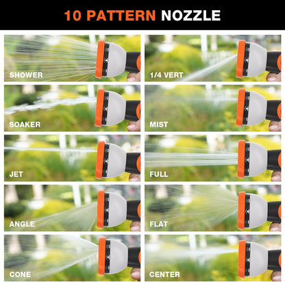 Garden Hose Nozzle, Hose Sprayer Nozzle with 10 Spray Patterns, Thumb Control On Off Valve, High Pressure Metal Water Hose Nozzle for Car Wash, Plants, Pets & Outdoor Cleaning, Blue