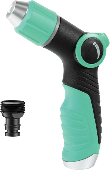 Garden Hose Nozzle, Hose Sprayer Nozzle with 10 Spray Patterns, Thumb Control On Off Valve, High Pressure Metal Water Hose Nozzle for Car Wash, Plants, Pets & Outdoor Cleaning, Blue