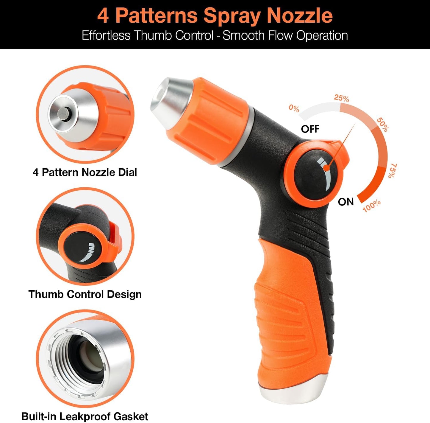 Garden Hose Nozzle, Hose Sprayer Nozzle with 10 Spray Patterns, Thumb Control On Off Valve, High Pressure Metal Water Hose Nozzle for Car Wash, Plants, Pets & Outdoor Cleaning, Blue
