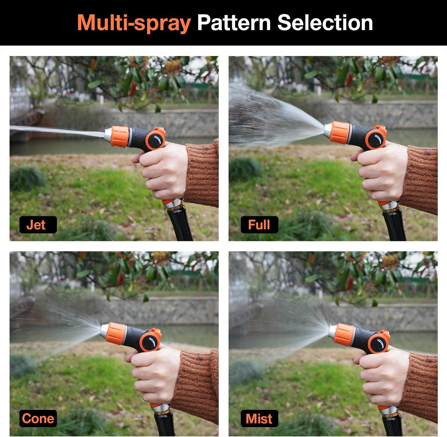 Garden Hose Nozzle, Hose Sprayer Nozzle with 10 Spray Patterns, Thumb Control On Off Valve, High Pressure Metal Water Hose Nozzle for Car Wash, Plants, Pets & Outdoor Cleaning, Blue