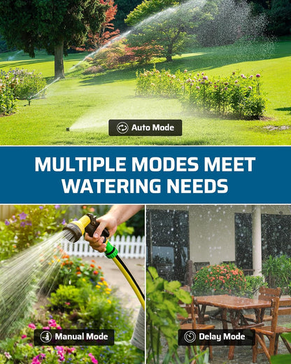 2-Zone Hose Timer with Rain Delay, Manual & Auto Watering