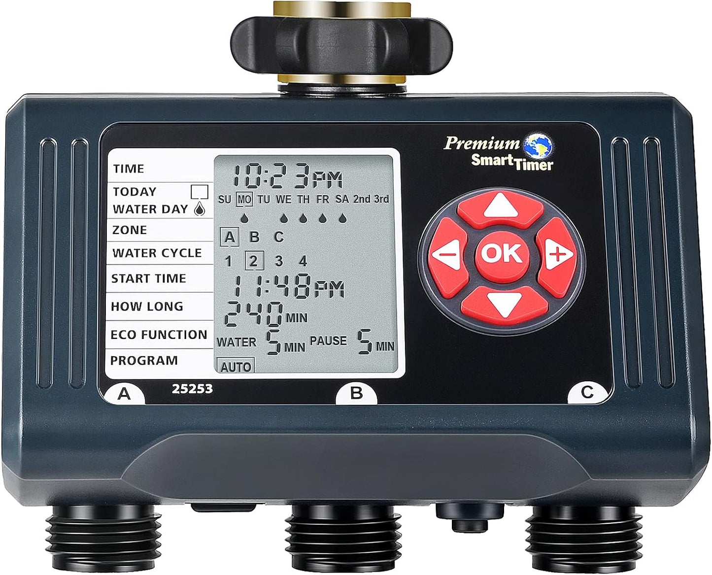 2-Zone Hose Timer with Rain Delay, Manual & Auto Watering