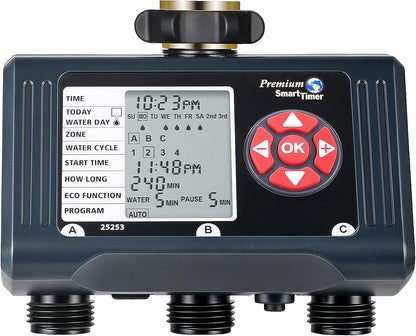 2-Zone Hose Timer with Rain Delay, Manual & Auto Watering