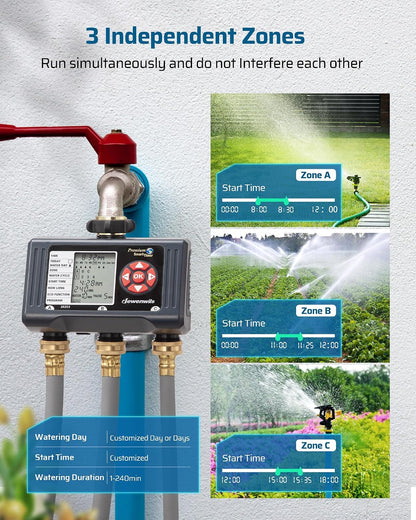 2-Zone Hose Timer with Rain Delay, Manual & Auto Watering