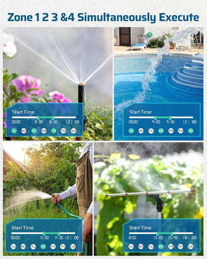 2-Zone Hose Timer with Rain Delay, Manual & Auto Watering