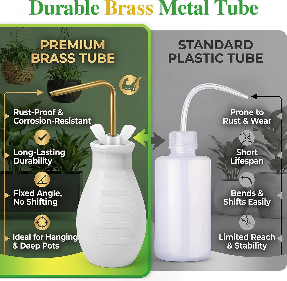 Squeeze Bottle for Hanging Plants, 19" Long Spout Plant Watering Bottle, Easy Squeeze Indoor/Outdoor Watering Can Alternative, Precise Sprinkling for Hanging Baskets, Houseplants(8 oz)