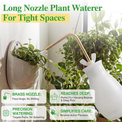 Squeeze Bottle for Hanging Plants, 19" Long Spout Plant Watering Bottle, Easy Squeeze Indoor/Outdoor Watering Can Alternative, Precise Sprinkling for Hanging Baskets, Houseplants(8 oz)