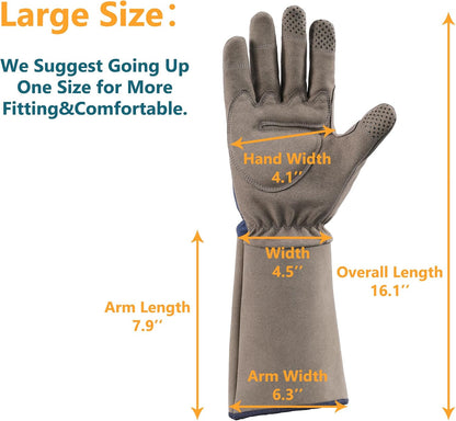 Thorn Proof Rose Pruning Garden Gloves for Men, Long Sleeve Large