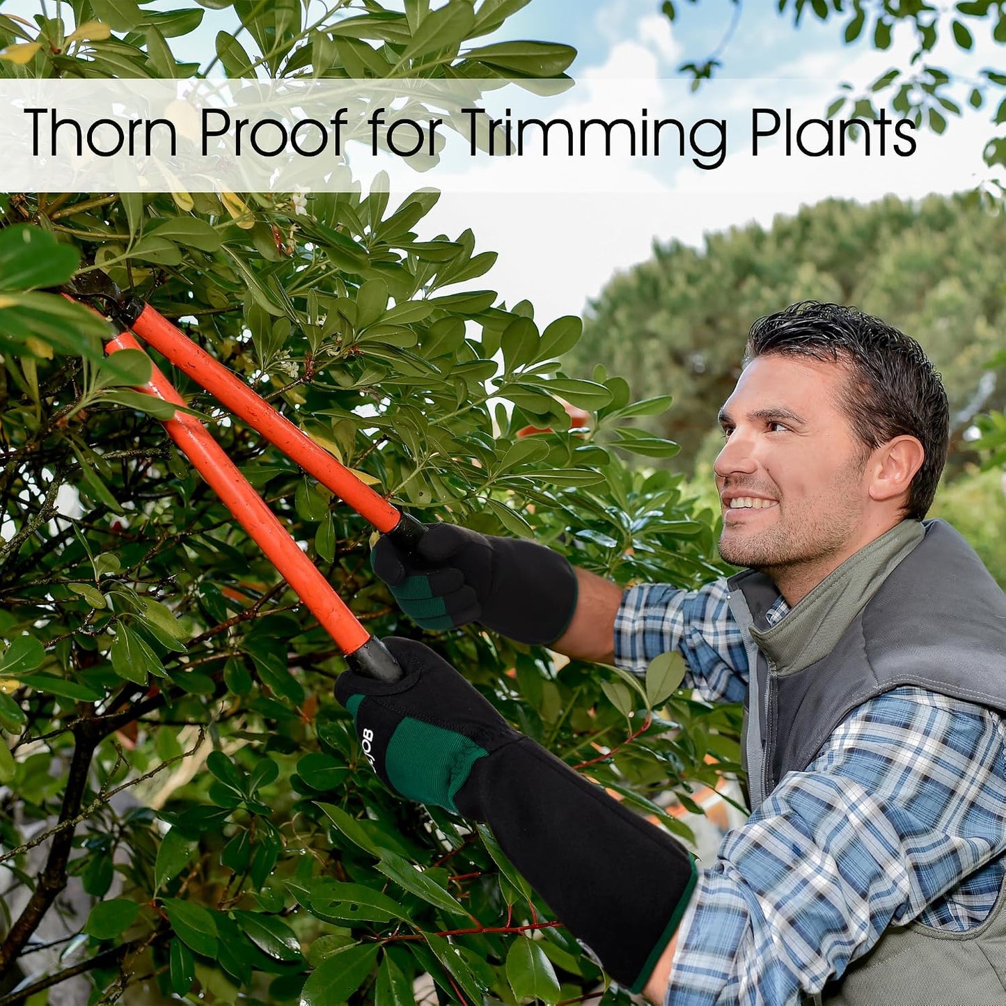 Thorn Proof Rose Pruning Garden Gloves for Men, Long Sleeve Large