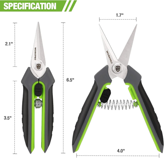 2 Pack Garden Pruning Shears, 6.5" Small Hand Pruners with Sheath
