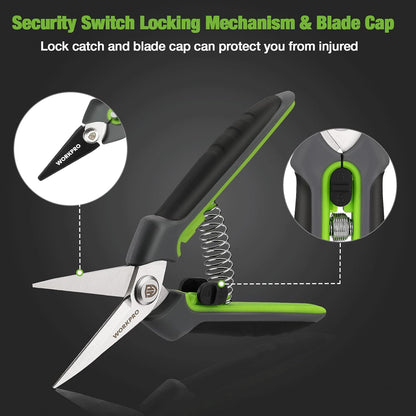 2 Pack Garden Pruning Shears, 6.5" Small Hand Pruners with Sheath
