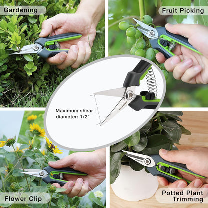 2 Pack Garden Pruning Shears, 6.5" Small Hand Pruners with Sheath