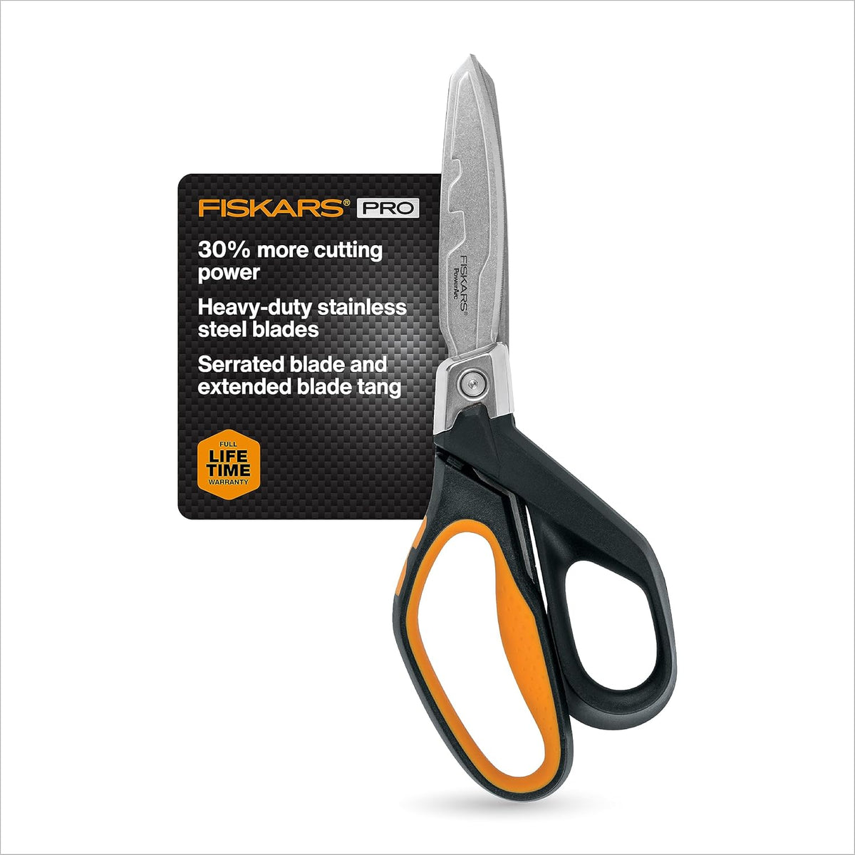 Pro PowerArc Shop Shears, Heavy Duty Stainless Steel Scissor, Industrial Grade Tool for Building and Construction, 10 in, Orange/Black