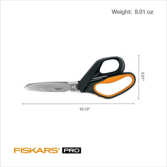 Pro PowerArc Shop Shears, Heavy Duty Stainless Steel Scissor, Industrial Grade Tool for Building and Construction, 10 in, Orange/Black