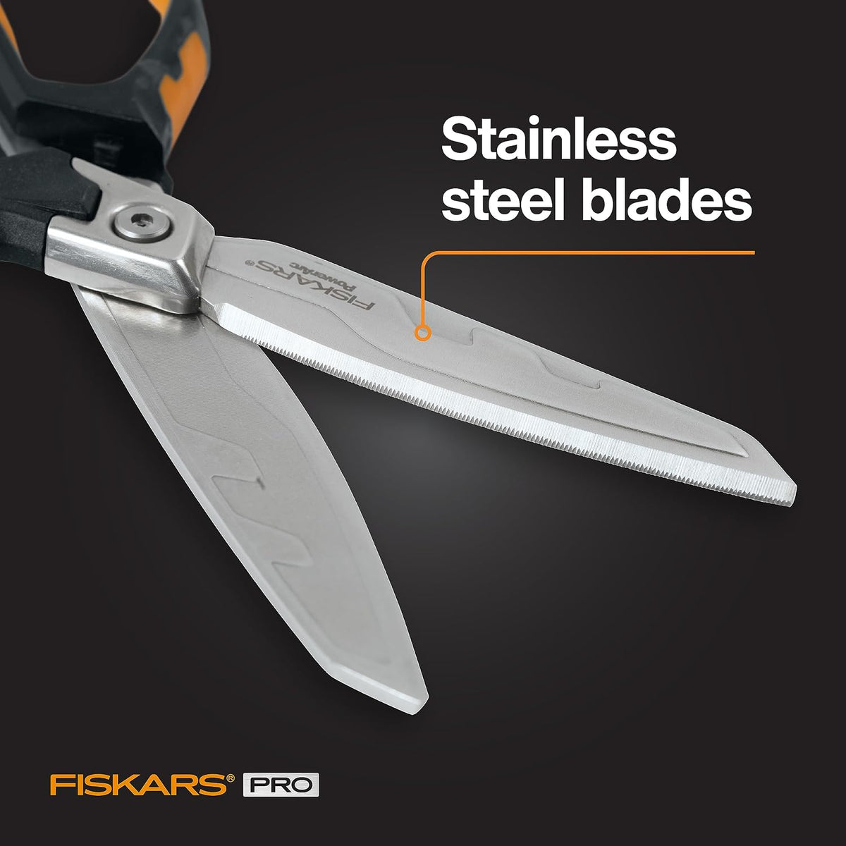 Pro PowerArc Shop Shears, Heavy Duty Stainless Steel Scissor, Industrial Grade Tool for Building and Construction, 10 in, Orange/Black