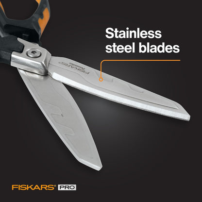 Pro PowerArc Shop Shears, Heavy Duty Stainless Steel Scissor, Industrial Grade Tool for Building and Construction, 10 in, Orange/Black