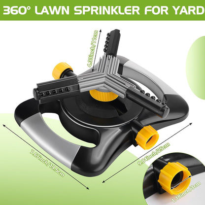 2 Pcs Lawn Sprinkler Oscillating Automatic 360 Degree Rotating Water Sprinkler Adjustable Large Area Coverage Traveling Sprinklers for Yard Irrigation System for 3/4" Garden Hose, 1095 Sq.ft
