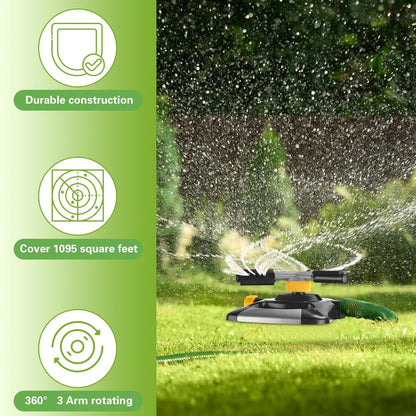 2 Pcs Lawn Sprinkler Oscillating Automatic 360 Degree Rotating Water Sprinkler Adjustable Large Area Coverage Traveling Sprinklers for Yard Irrigation System for 3/4" Garden Hose, 1095 Sq.ft