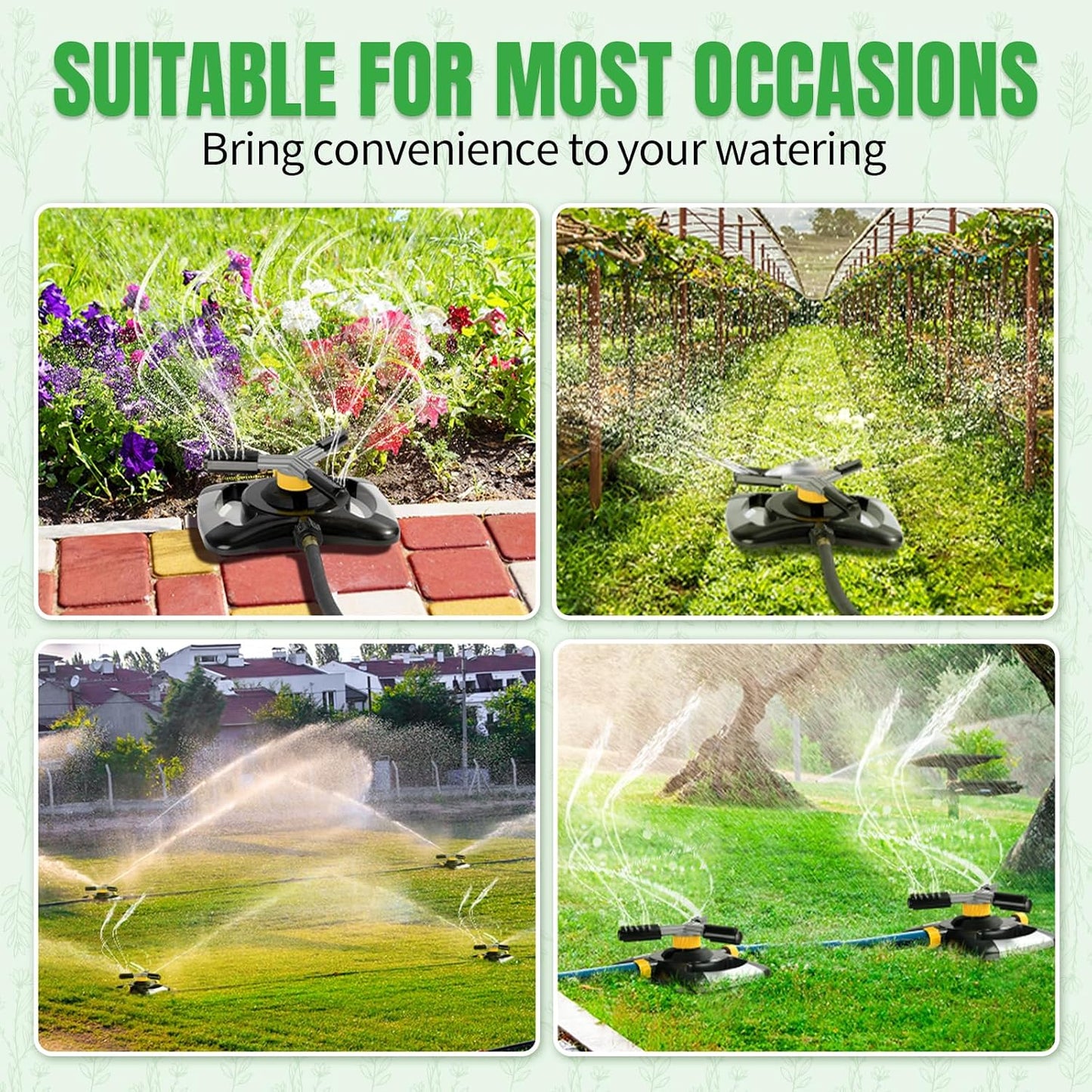 2 Pcs Lawn Sprinkler Oscillating Automatic 360 Degree Rotating Water Sprinkler Adjustable Large Area Coverage Traveling Sprinklers for Yard Irrigation System for 3/4" Garden Hose, 1095 Sq.ft