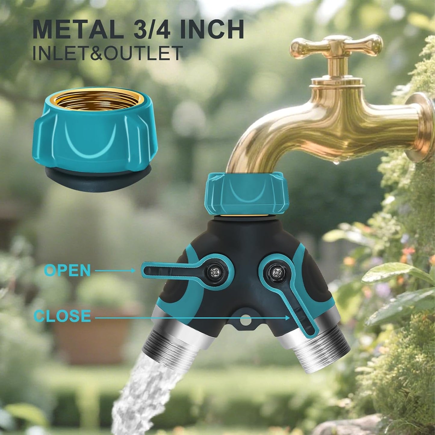 NATVIC 2 Way Hose Splitter, Heavy Duty 3/4 Inch Y Connector