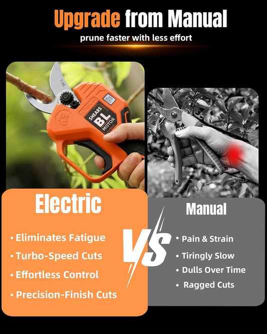 Effort-Saving Electric Pruning Shears, Power Cuts 1.6" Branches