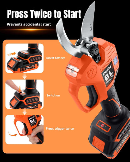 Effort-Saving Electric Pruning Shears, Power Cuts 1.6" Branches
