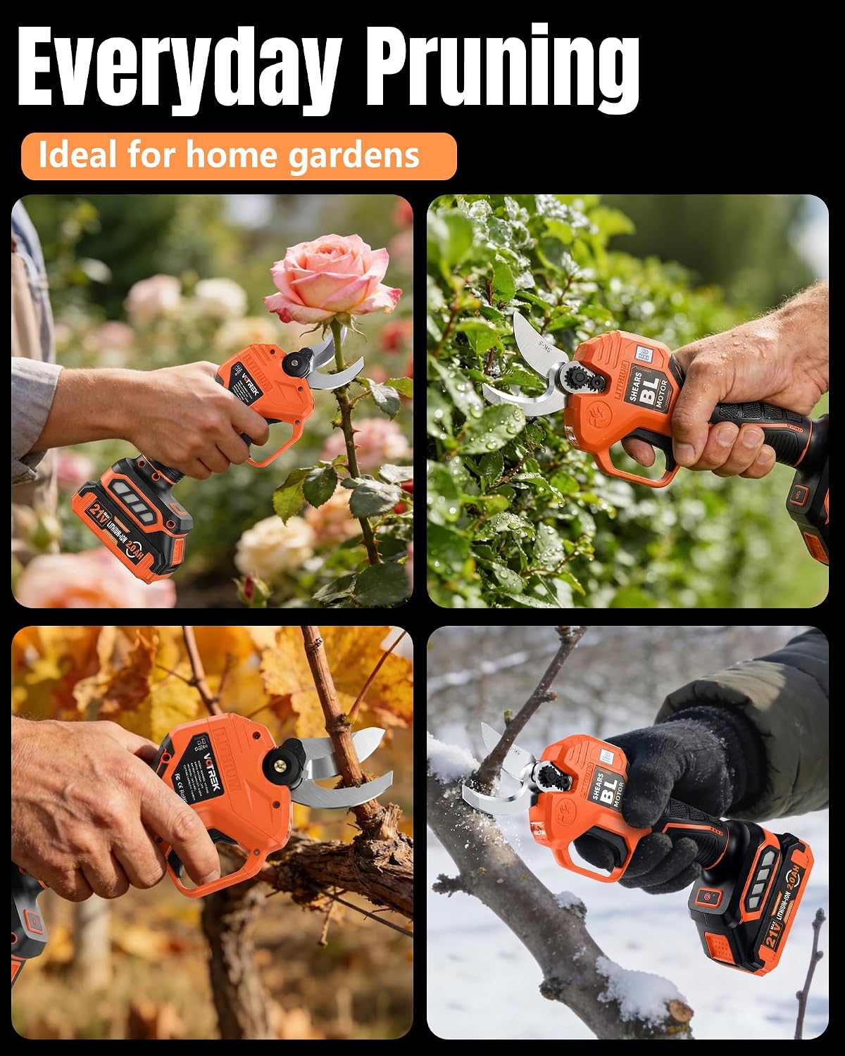 Effort-Saving Electric Pruning Shears, Power Cuts 1.6" Branches
