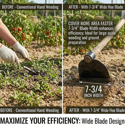 American Pattern Eye Hoe Head, 7-3/4" Blade Width, 8-1/2" Blade Length, 1-3/4" Diameter Hole, Grub Hoe Head Garden Steel Tool for Garden Hacking, Yard or Farming Work, No Handle Included