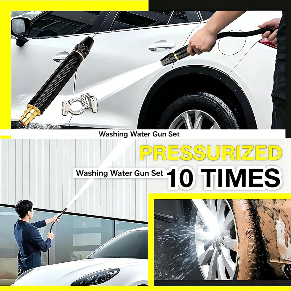 Car Washing Water Gun Set,Washing Water Gun Set,High Pressure Hose Nozzle,Multi Function Lawn & Garden Watering Sprayer,Heavy Duty Garden Hose Nozzle,Spray Nozzles for Cleaning Yard Pets Car