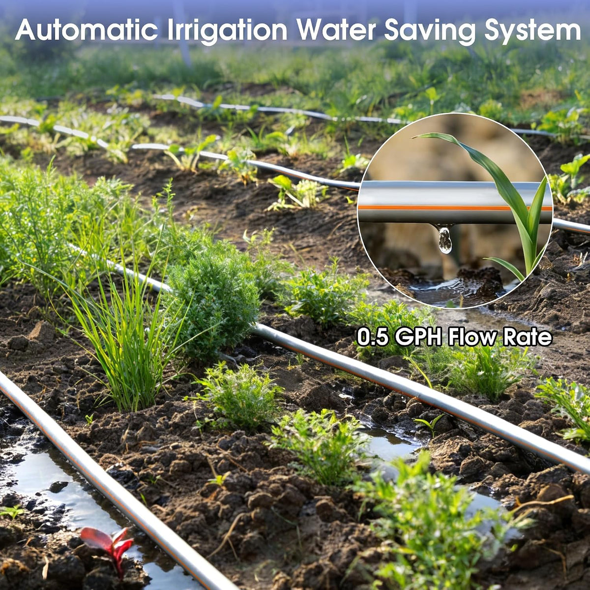 1640FT 5/8" Drip Irrigation Tape - 8 Mil 0.5 GPH 6" Spacing