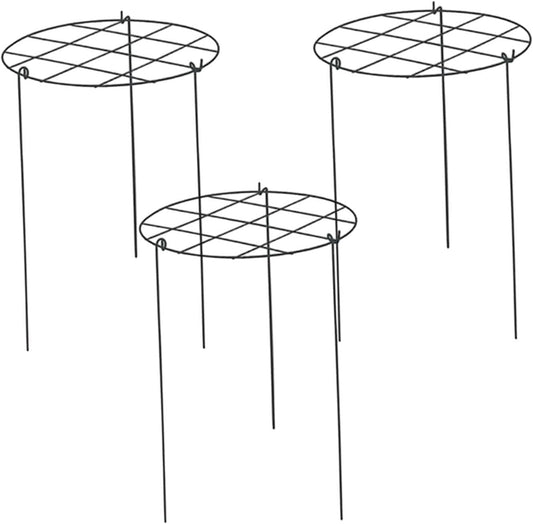 Peony Support Cage, 3-Pack Iron Grow Through Hoops, 11.8 x 15.7 in, for Peonies Roses Hydrangeas