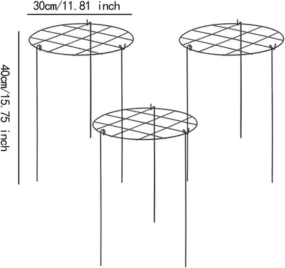 Peony Support Cage, 3-Pack Iron Grow Through Hoops, 11.8 x 15.7 in, for Peonies Roses Hydrangeas