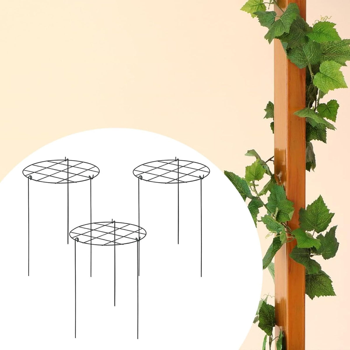 Peony Support Cage, 3-Pack Iron Grow Through Hoops, 11.8 x 15.7 in, for Peonies Roses Hydrangeas
