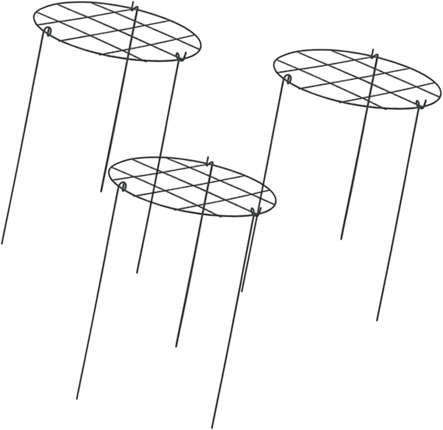 Peony Support Cage, 3-Pack Iron Grow Through Hoops, 11.8 x 15.7 in, for Peonies Roses Hydrangeas