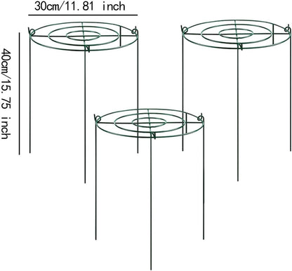 Peony Support Cage, 3-Pack Iron Grow Through Hoops, 11.8 x 15.7 in, for Peonies Roses Hydrangeas