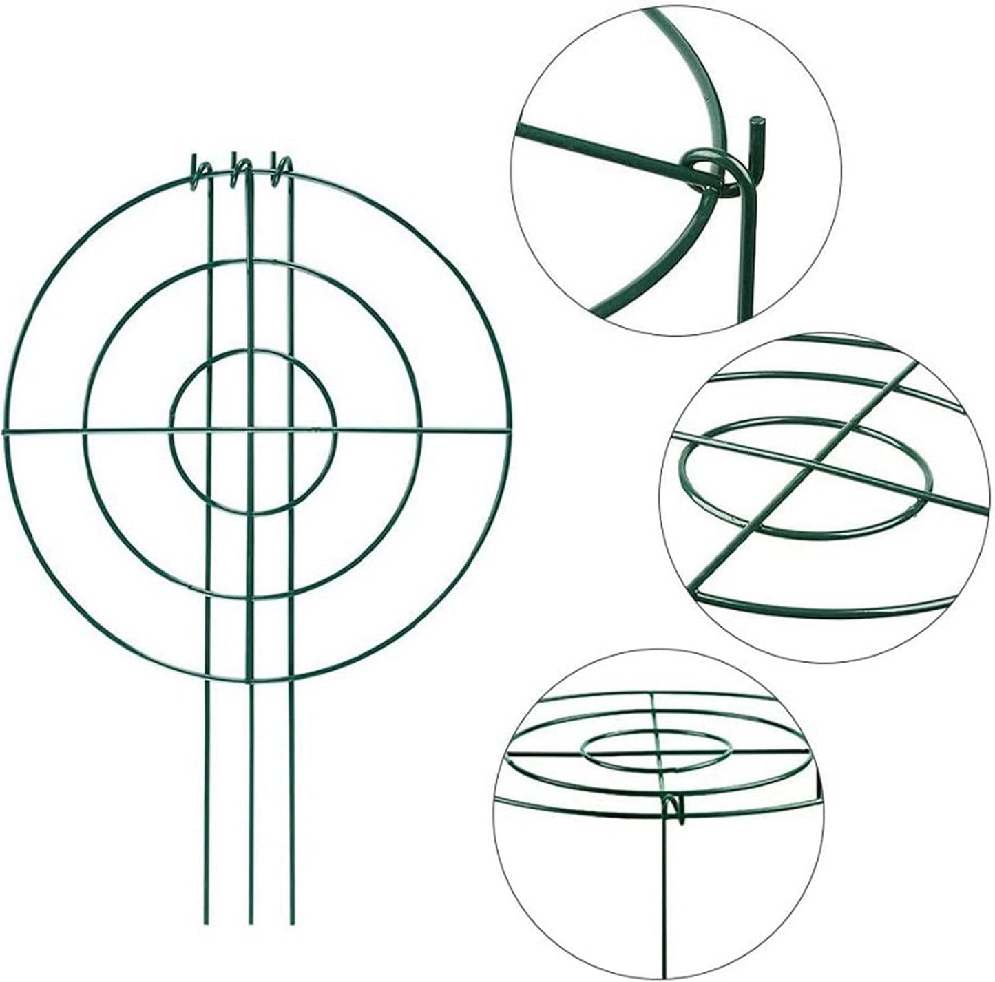 Peony Support Cage, 3-Pack Iron Grow Through Hoops, 11.8 x 15.7 in, for Peonies Roses Hydrangeas