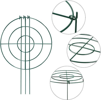 Peony Support Cage, 3-Pack Iron Grow Through Hoops, 11.8 x 15.7 in, for Peonies Roses Hydrangeas