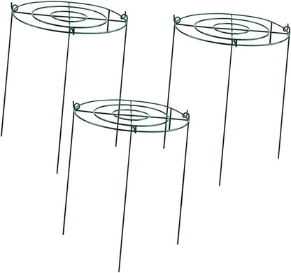 Peony Support Cage, 3-Pack Iron Grow Through Hoops, 11.8 x 15.7 in, for Peonies Roses Hydrangeas