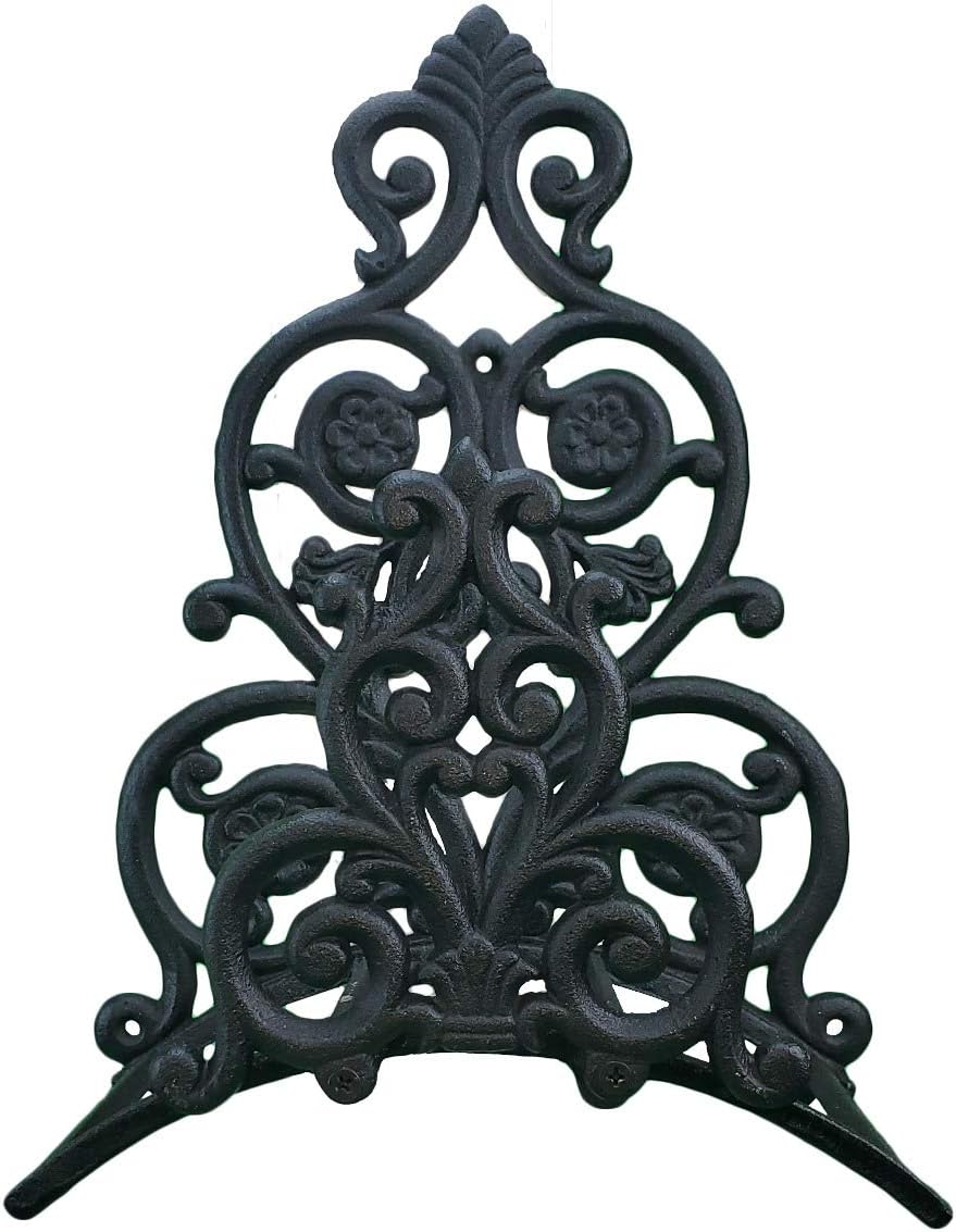 Import Wholesales Wall Mount Garden Hose Holder Hanger Black Cast Iron Floral & Spade Design 13.25" Tall