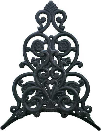 Import Wholesales Wall Mount Garden Hose Holder Hanger Black Cast Iron Floral & Spade Design 13.25" Tall