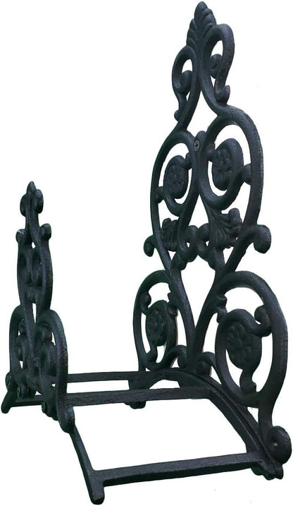Import Wholesales Wall Mount Garden Hose Holder Hanger Black Cast Iron Floral & Spade Design 13.25" Tall